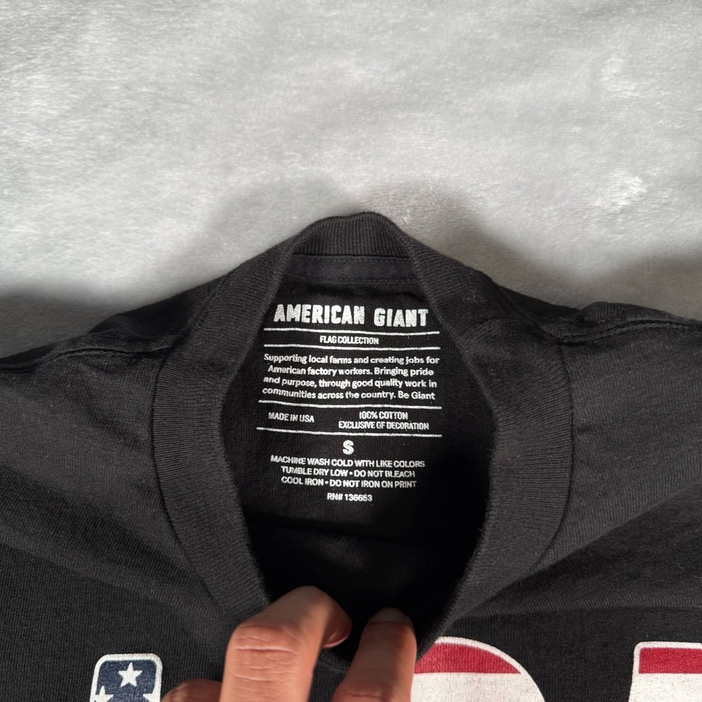 American Giant Flag Collection T Shirt Mens Small Made In USA Black - Picture 4 of 7